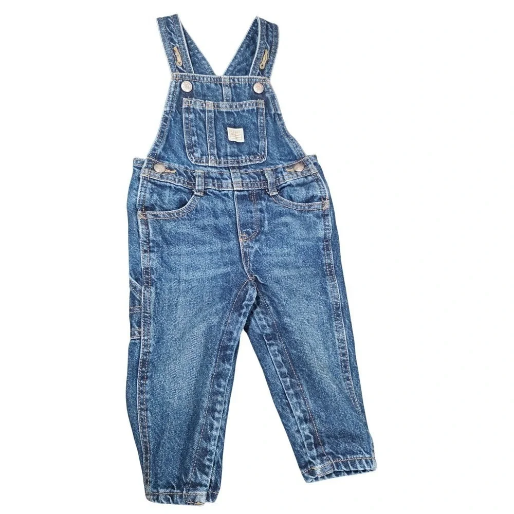Old Navy Kids Denim Workwear Overalls Size 18-24 Months Blue Cotton‎ Adjustable